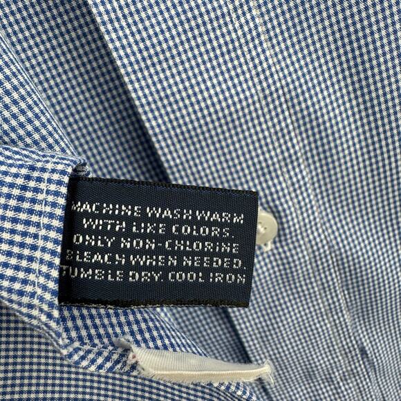 IZOD Button Down Blue‎ Poplin Check Pattern Long Sleeve Pocket Dress Shirt XL - Picture 4 of 6